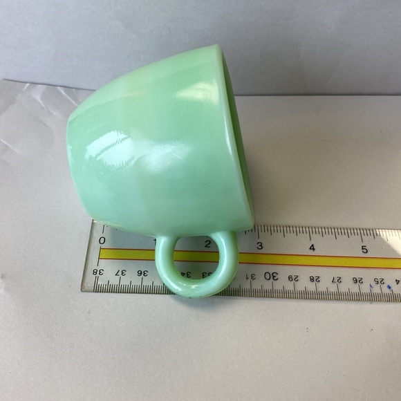 Vintage Pair of Reproduction Jadite Cups and Saucers from Cracker Barrel - Picture 11 of 11